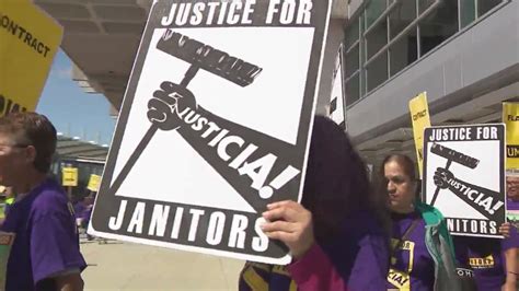 Janitors protest at San Diego International, demanding better pay